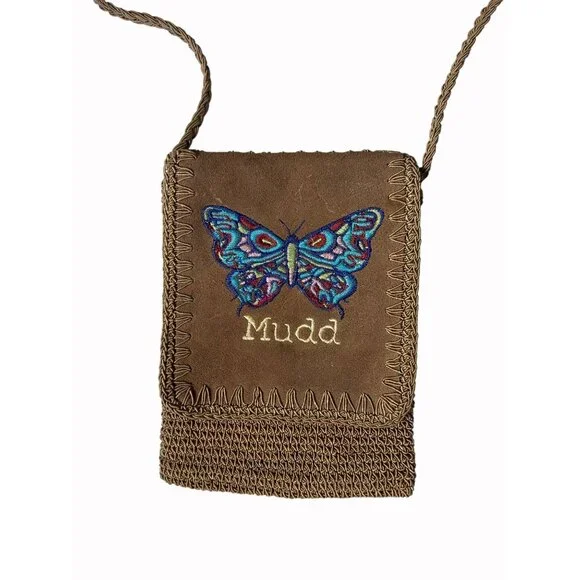 Y2K Mudd Crossbody Crochet Embroidered Butterfly Boho Fairy Festival - Picture 1 of 8